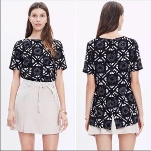 Madewell Industry Button-Back Black Batik Grid Top